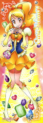 Rule 34 | 10s, 1girl, absurdres, blonde hair, brooch, cure honey, earrings, eyelashes, happinesscharge precure!, heart, heart brooch, highres, jewelry, official art, oomori yuuko, precure, satou masayuki, solo