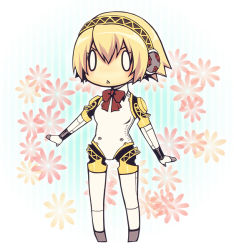 Rule 34 | 0 0, aegis (persona), android, atlus, bad id, bad pixiv id, blonde hair, bow, chibi, flower, headband, persona, persona 3, short hair, solo