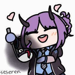 Rule 34 | 1girl, animated, animated gif, arknights, hibiscus (arknights), horns, ladle, lowres, open mouth, seseren, smile
