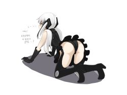 Rule 34 | 1girl, absurdres, all fours, artist request, ass, bare shoulders, black hair, boots, cameltoe, destroyer (girls&#039; frontline), dress, garter straps, girls&#039; frontline, gloves, gradient hair, hair ornament, high heel boots, high heels, highres, long hair, multicolored hair, panties, scared, shaded face, shadow, skirt, solo, thighhighs, translation request, turn pale, twintails, underwear, white hair, yellow eyes