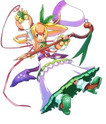 Rule 34 | 1girl, absurdres, blonde hair, blush, fingerless gloves, full body, gloves, green gloves, high heels, highres, holding, holding weapon, kanatarou, long hair, looking at viewer, official art, open mouth, orange hair, ponytail, red eyes, shepherd&#039;s crook, smile, solo, transparent background, trouble witches, trouble witches neo, weapon, wrinkle mail