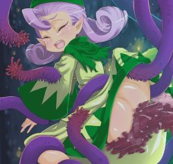 Rule 34 | anus, ass, chrono (series), chrono cross, clothes lift, curly hair, dress, dress lift, fairy, green eyes, lilije drug, mam melon, pointy ears, purple hair, razzly, square enix, tagme, tentacles, torn clothes