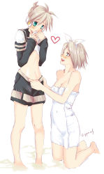 Rule 34 | 1boy, 1girl, barefoot, blush, brother and sister, cyprus, heart, hetero, incest, kagamine len, kagamine rin, kneeling, siblings, towel, twincest, twins, undressing, vocaloid