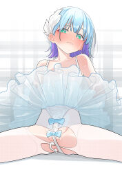 Rule 34 | 1boy, anal, anal object insertion, aqua eyes, arms behind back, ass, ballet, bare shoulders, blue hair, blush, crossdressing, embarrassed, frills, highres, leotard, looking at viewer, male focus, male penetrated, mubo, multicolored hair, object insertion, original, pantyhose, see-through, short hair, solo, sweat, torn clothes, trap, two-tone hair, white pantyhose
