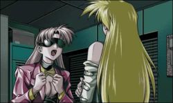 Rule 34 | 2girls, blindfold, fermion, game cg, lowres, multiple girls, pc-98 (style), pc98, yuri
