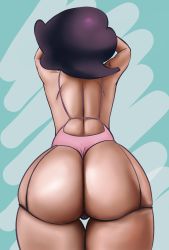 Rule 34 | 1girl, absurdres, ass, ass focus, back, creatures (company), curvy, from behind, game freak, highres, huge ass, nintendo, phil123, pokemon, pokemon sm, purple hair, skindentation, solo, thick thighs, thigh gap, thighs, wicke (pokemon)