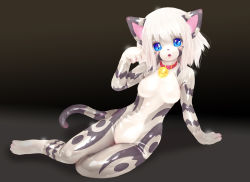 Rule 34 | 1girl, artist request, blue eyes, breasts, cat, furry, furry female, highres, karin, open mouth, short hair, solo, white hair