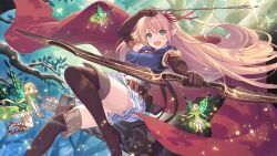 Rule 34 | 1girl, arisa (princess connect!), arisa (shadowverse), bow (weapon), butterfly wings, fairy, fairy wings, forest, green eyes, insect wings, long hair, nature, official art, orange hair, pointy ears, princess connect!, shadowverse, skirt, weapon, wings