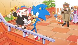 Rule 34 | 2023, 20s, ^ ^, age difference, animal ears, animal nose, black dress, black footwear, blush, blush stickers, brown coat, camera, cheering, cheese (sonic), child, chocola (sonic), closed eyes, coat, commentary, cream the rabbit, dr. eggman, dress, english commentary, false smile, father and daughter, flower, furry, furry female, furry male, gloves, green eyes, hand on another&#039;s arm, happy, hat, helmet, holding, holding camera, k0smic aries, knee pads, long sleeves, looking at another, looking to the side, mother and daughter, nervous, nervous sweating, on railing, open mouth, outdoors, outstretched arms, rabbit ears, rabbit girl, railing, red eyes, red footwear, sage (sonic), scared, shoes, short hair, sliding, smile, sonic (series), spread arms, stairs, standing, sticker, sunflower, sweat, tail, teaching, teenage boy and younger girl, triangle mouth, vanilla the rabbit, when you see it, white gloves, white hair
