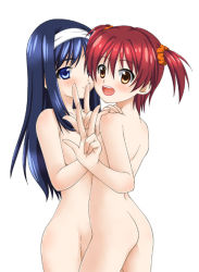 Rule 34 | 2girls, futaba aoi (vividred operation), isshiki akane, multiple girls, nude, smile, vividred operation, yuri
