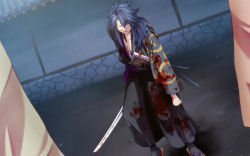 Rule 34 | blade, blue hair, dutch angle, kazahi tsubame, sword, weapon