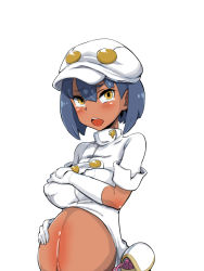 Rule 34 | 1girl, aether foundation employee, aether foundation employee (female), breasts, creatures (company), dark skin, female focus, furau, game freak, hat, highres, looking at viewer, nintendo, npc trainer, pokemon, pokemon sm, pregnant, sex toy, short hair, tears, vibrator