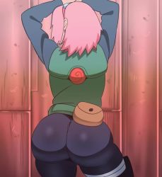 Rule 34 | 1girl, against wall, alternate ass size, animated, arms up, ass, ass focus, ass shake, bodysuit, bouncing ass, clothes, d-art, facing away, from behind, hairband, haruno sakura, highres, huge ass, jiggle, naruto (series), naruto shippuuden, pants, pink hair, shiny clothes, short hair, skin tight, solo, thick thighs, thighs, tight clothes, tight pants, video