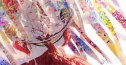 Rule 34 | 1girl, animal ears, bell, dress, fox ears, hairband, hakama, hakama skirt, heterochromia, highres, japanese clothes, jingle bell, kagura suzu, kimono, kinokohime, miko, original, red dress, red hakama, ribbon, skirt, solo, white kimono, wind chime