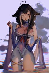 Rule 34 | 1girl, :3, ahoge, animal ears, bell, belt collar, black hair, blue collar, blue nails, body markings, breasts, chromatic aberration, cleavage, collar, heart, heart ahoge, highres, indie virtual youtuber, jingle bell, large breasts, long hair, looking at viewer, multicolored hair, nail polish, one-piece swimsuit, orca girl, purple eyes, see-through swimsuit, shrimp, shylily, shylily (3rd costume), streaked hair, swimsuit, virtual youtuber, vivixstar, wading, water, white hair, white one-piece swimsuit