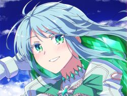 Rule 34 | 1girl, aqua hair, colored eyelashes, colored inner hair, crystal hair, fate/grand order, fate (series), green eyes, green hair, highres, klid a, kukulkan (fate), kukulkan (second ascension) (fate), looking at viewer, multicolored hair, portrait, smile, solo