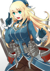Rule 34 | 10s, 1girl, atago (kancolle), black gloves, black pantyhose, blonde hair, blush, breasts, gloves, green eyes, hat, jacket, kantai collection, large breasts, long hair, military, military jacket, military uniform, open mouth, pantyhose, personification, skirt, smile, solo, uniform, waniwani