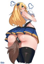 Rule 34 | 1girl, anal, anal object insertion, anal tail, ass, blazblue, blonde hair, fake tail, highres, lightsource, noel vermillion, object insertion, solo, tail