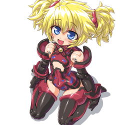 Rule 34 | 10s, 1girl, alternate costume, altines, bad id, bad pixiv id, blonde hair, blue eyes, busou shinki, dd (ijigendd), doll joints, flat chest, joints, mecha musume, short twintails, solo, thighhighs, twintails