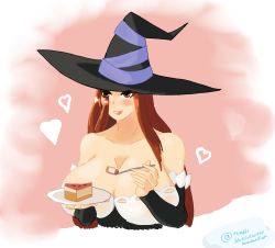 Rule 34 | 1girl, bare shoulders, breasts, cleavage, detached sleeves, dragon&#039;s crown, dress, hat, highres, huge breasts, long hair, sorceress (dragon&#039;s crown), strapless, strapless dress, tagme, witch, witch hat