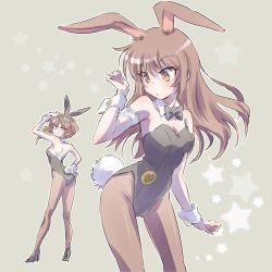 Rule 34 | 2girls, alternate costume, animal ears, arm garter, ass, blush, bow, bowtie, breasts, brown eyes, brown hair, cleavage, coco adel, collar, commentary request, fake animal ears, from behind, glasses, hand on own hip, high heels, iesupa, leotard, long hair, looking back, multiple girls, pantyhose, playboy bunny, rabbit ears, rabbit tail, rwby, short hair, sideboob, small breasts, sunglasses, tail, velvet scarlatina, wrist cuffs