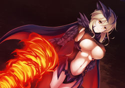 Rule 34 | 1girl, armor, artoria pendragon (fate), artoria pendragon (lancer alter) (fate), black legwear, black leotard, blonde hair, blue armor, braid, breasts, cape, center opening, closed mouth, euforia, fate/grand order, fate (series), gauntlets, greaves, hair between eyes, holding, holding weapon, horns, lance, large breasts, leotard, navel, pale skin, pauldrons, polearm, ribbed leotard, shoulder armor, sidelocks, solo, thighs, weapon, yellow eyes