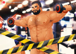 Rule 34 | 2boys, abs, armpit hair, bara, baseball bat, beard, black hair, blush, censored, chest hair, completely nude, concentrating, daisukebear, dumbbell, exercising, facial hair, feet out of frame, frown, gym, hairy, imminent fellatio, large pectorals, leg hair, male focus, mature male, multiple boys, muscular, muscular male, mustache, navel, navel hair, nipples, nude, original, outstretched arms, paid reward available, pectorals, photo background, short hair, solo focus, spread arms, stomach, strongman waist, testicle peek, thick thighs, thighs, weightlifting, yaoi