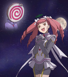Rule 34 | 1girl, blush, breasts, drill hair, large breasts, long hair, minato fumi, moon, my-otome, quad tails, red hair, shiho huit, sky, smile, solo, star (sky), starry sky