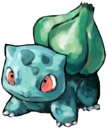 Rule 34 | bulbasaur, claws, closed mouth, commentary, creatures (company), english commentary, game freak, gen 1 pokemon, nintendo, no humans, pokemon, pokemon (creature), red eyes, sailorclef, smile, solo, transparent background