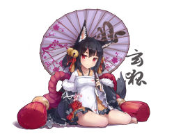 Rule 34 | 1girl, animal ear fluff, animal ears, bell, fox, fox ears, fox girl, fox tail, hair bell, hair ornament, highres, kitsune, original, red eyes, simple background, tail, thighs, umbrella, white background, x734489282
