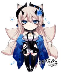 Rule 34 | + +, 1girl, animal ears, bare shoulders, black thighhighs, blue eyes, blush, breasts, chibi, cleavage, closed mouth, commentary request, dated, fox ears, fox tail, full body, gradient hair, hair ornament, hands on own hips, heart, horns, japanese clothes, kimono, konshin, large breasts, long hair, long sleeves, looking at viewer, mismatched pupils, multicolored hair, multiple tails, obi, original, pink hair, red kimono, sandals, sash, signature, simple background, smile, solo, spoken heart, tail, thighhighs, very long hair, white background, wide sleeves