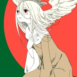 Rule 34 | 1boy, afuro terumi, bad id, bad pixiv id, flat color, hair wings, hand on own chest, head wings, inazuma eleven, inazuma eleven (series), kabashira, long hair, male focus, red eyes, solo, trap, very long hair, wings
