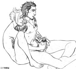 Rule 34 | 2boys, blush, facial hair, final fantasy, final fantasy xv, gladiolus amicitia, greyscale, handjob, monochrome, multiple boys, muscular, naughty face, pectorals, penis grab, prompto argentum, sitting, size difference, smile, sweat, tattoo, yaoi