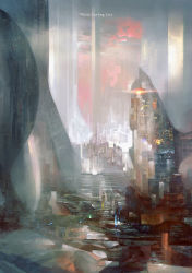 Rule 34 | abstract, cityscape, english text, faux traditional media, lens flare, no humans, original, river18, scenery