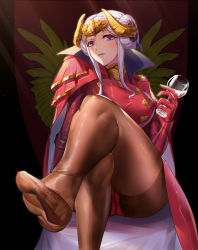 Rule 34 | 1girl, absurdres, alcohol, ass, cape, edelgard von hresvelg, feet, fire emblem, fire emblem: three houses, glass, gloves, hair ornament, highres, horns, lee domino, nintendo, no shoes, aged up, panties, panties under pantyhose, pantyhose, red cape, red pantyhose, simple background, soles, solo, underwear, wine