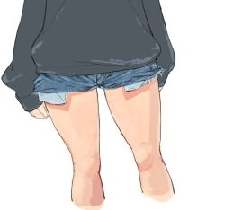 Rule 34 | 1girl, commentary request, kotoyama, legs, original, short shorts, shorts, simple background, solo, sweater, white background