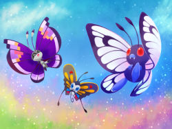 Rule 34 | :d, antennae, bad id, bad pixiv id, beautifly, black eyes, blue eyes, blue sky, bug, butterfly, butterfree, cloud, commentary request, creature, creatures (company), day, fangs, flying, full body, game freak, gen 1 pokemon, gen 3 pokemon, gen 6 pokemon, happy, insect, looking at viewer, nintendo, no humans, open mouth, outdoors, pokemon, pokemon (creature), pokemon move, red eyes, sky, smile, takechuu, trait connection, vivillon, vivillon (elegant)