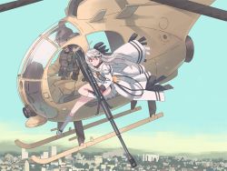 Rule 34 | 1girl, 2boys, aiming, aircraft, anti-materiel rifle, artist request, blue sky, bolt action, bullpup, city, cloud, flying, girls&#039; frontline, gun, helicopter, helmet, iws 2000 (girls&#039; frontline), military, military uniform, multiple boys, muzzle device, needlegun, prototype design, red eyes, rifle, scenery, sky, sniper rifle, soldier, steyr arms, steyr iws 2000, steyr mannlicher, uniform, weapon, white hair