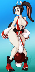 Rule 34 | 1girl, animal ears, awd!, black hair, breasts, cleavage, cosplay, fatal fury, furry, furry female, large breasts, rabbit ears, rabbit girl, red eyes, shiranui mai, shiranui mai (cosplay), short hair, snk, solo, the king of fighters