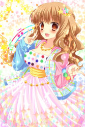 Rule 34 | 10s, 1girl, :3, bad id, bad pixiv id, bow, breasts, brown eyes, brown hair, dress, hair ornament, hairclip, idolmaster, idolmaster cinderella girls, jewelry, long hair, moroboshi kirari, namco, necklace, neon ui, open mouth, smile, star (symbol), star hair ornament, twintails