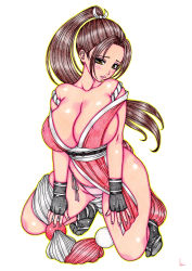 Rule 34 | 1girl, breasts, fatal fury, highres, huge breasts, kyo (osaka), ponytail, shiranui mai, solo