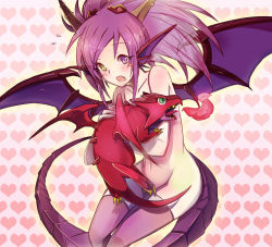 Rule 34 | 1girl, blush, blush stickers, breath weapon, breathing fire, censored, collarbone, convenient censoring, dragon, dragon girl, dragon horns, dragon tail, dragon wings, fang, fins, fire, flying sweatdrops, groin, head fins, heart, heart background, heterochromia, holding, horns, long hair, monster girl, navel, nude, open mouth, purple eyes, purple hair, purple thighhighs, puzzle &amp; dragons, red dragon (p&amp;d), shadowsinking, solo, sonia (p&amp;d), spikes, tail, thighhighs, wings, yellow eyes