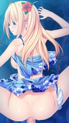 Rule 34 | 10s, 1girl, absurdres, blonde hair, blue eyes, blush, breasts, censored, flower, game cg, hair flower, hair ornament, highres, kagurazaka namine, koutaro, long hair, mosaic censoring, open mouth, penis, protagonist (tropical vacation), sex, tropical kiss, tropical vacation, twinkle (company)