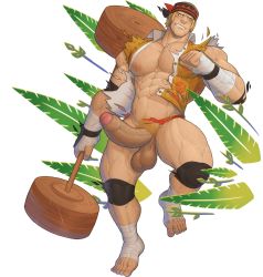 Rule 34 | 1boy, abs, alternate costume, bandaged arm, bandaged leg, bandages, bandana, bara, barefoot, biceps, blonde hair, bulge, clenched hands, collared shirt, dumbbell, elbow pads, erection, f con, fighting stance, fire emblem, fire emblem: three houses, gauntlets, hairy, highres, huge penis, knee pads, large pectorals, looking to the side, male focus, male swimwear, manly, mature male, muscular, muscular male, nintendo, orange male swimwear, orange swim briefs, pectorals, penis, raphael kirsten, shirt, short hair, simple background, sleeveless, smirk, solo, spiked hair, swim briefs, swimsuit, teeth, thick arms, thick eyebrows, thick thighs, thighs, torn clothes, torn male swimwear, torn swimsuit, veins, veiny penis, white background, yellow eyes