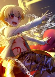 Rule 34 | 1boy, aged down, blonde hair, child, child gilgamesh (fate), fate/hollow ataraxia, fate (series), gate of babylon (fate), gilgamesh (fate), hood, hoodie, male focus, navel, open mouth, red eyes, smile, solo, wellow ryu