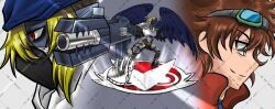 Rule 34 | beelzebumon (digimon xros wars), cannon, digimon, digimon (creature), goggles, goggles on head, kudou taiki, mask, red eyes, wings