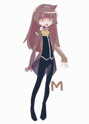 Rule 34 | 1girl, absurdres, black jacket, black pants, bow, bowtie, brown coat, brown eyes, brown hair, coat, collared shirt, full body, hairband, highres, jacket, library of ruina, long hair, looking at viewer, madotsuki ren, malkuth (project moon), open mouth, pants, project moon, red hairband, shirt, simple background, smile, solo, white background, white shirt, yellow bow, yellow bowtie