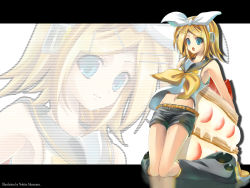 Rule 34 | 1girl, breasts, highres, kagamine rin, murasame nohito, shorts, sideboob, small breasts, vocaloid