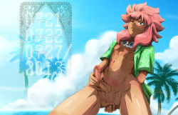 Rule 34 | 1boy, abs, anal, anus, ass, beach, bottomless, censored, erection, fingering, inazuma eleven (series), male focus, male penetrated, muscular, naughty face, ocean, outdoors, penis, public indecency, saliva, se-am, smile, solo, summer, sweat, tagme, tan, teeth, testicles, tsunami jousuke, wet