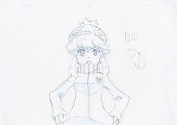 Rule 34 | 10s, 1girl, beanie, commentary, hat, highres, jacket, jakuzure nonon, key frame, kill la kill, official art, open mouth, partially colored, production art, production note, promotional art, short hair, signature, simple background, sketch, skull, star (symbol), track jacket, track suit, trigger (company), uniform, white background
